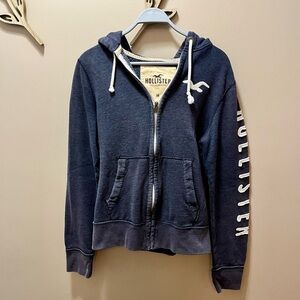 Hollister Navy Blue Men’s Full Zip Hoodie Size Medium